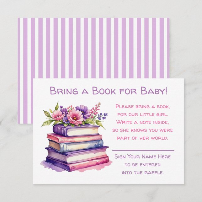 Bring a Book for Baby | Baby Shower  Enclosure Card (Front/Back)