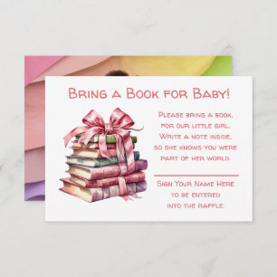 Bring a Book for Baby   Girl's Baby Shower  Enclosure Card