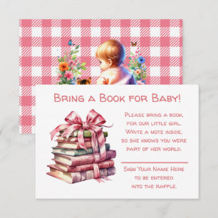 Bring a Book for Baby   Girl's Baby Shower  Enclosure Card