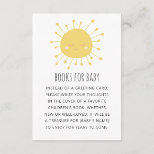 Bring a book for baby request. Cute sun. Neutral Enclosure Card