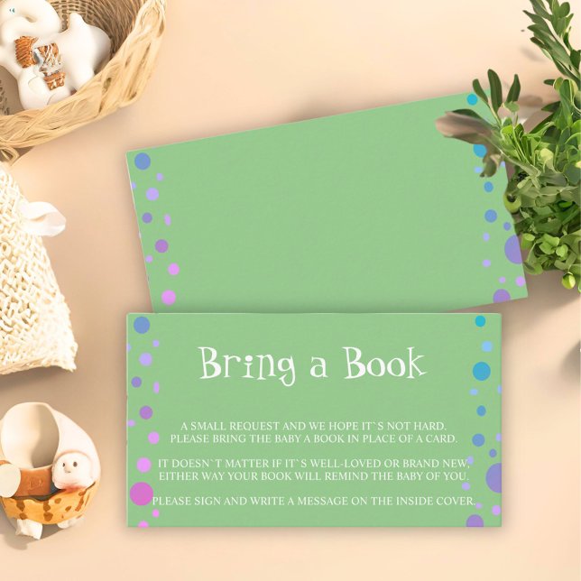 Bring a Book Green Baby Shower Enclosure Card (Creator Uploaded)