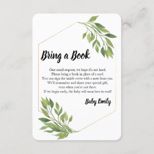 Bring a book greenery elegant Baby Shower Enclosure Card