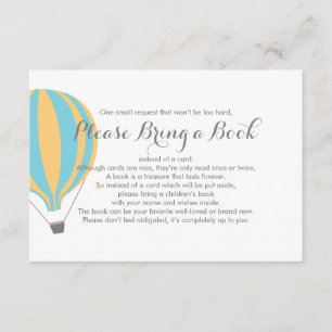 Bring a Book Hot Air Blue Balloon Insert Card
