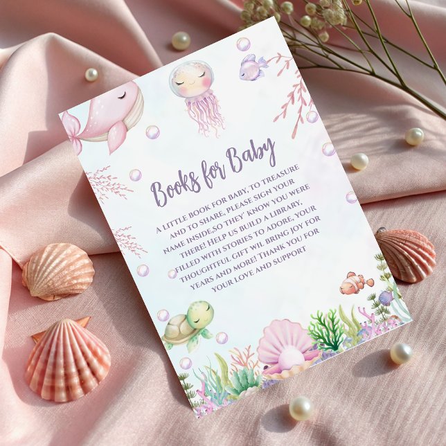Bring a Book Pearl Baby Shower under the Sea  Enclosure Card (Creator Uploaded)