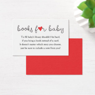 Bring a Book Request Card Baby Shower Red Heart