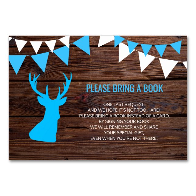 Bring a Book - Rustic Buck Deer Baby Shower Cards (Front)