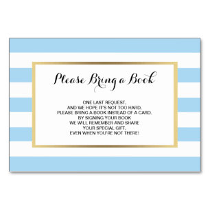 Bring a Book - Stripes Blue BOY Baby Shower Cards