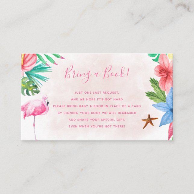 Bring a book tropical baby shower  enclosure card (Front)