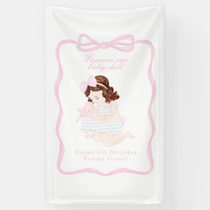 Bring a Doll Birthday Preppy Grandmillennial Banner