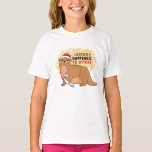 Bring Happiness to Otters Funny Christmas Otter T-Shirt