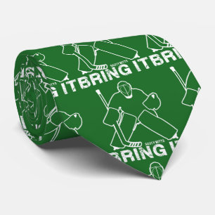Bring It Hockey Goalie Green Tie