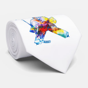 Bring It Hockey Goalie Watercolor Colourful Tie