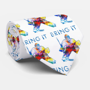 Bring It Hockey Goalie Watercolor Tie