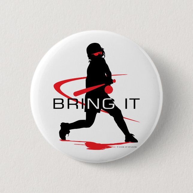 Bring it Red Batter Softball 2 Inch Round Button (Front)