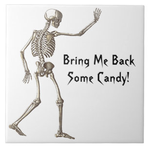 Bring Me Back Some Candy Skeleton Halloween Tile