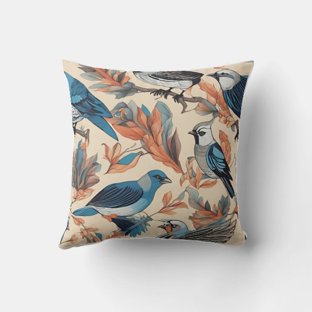 Bring Nature Indoors with Beautiful Bird Pattern Throw Pillow (Back)