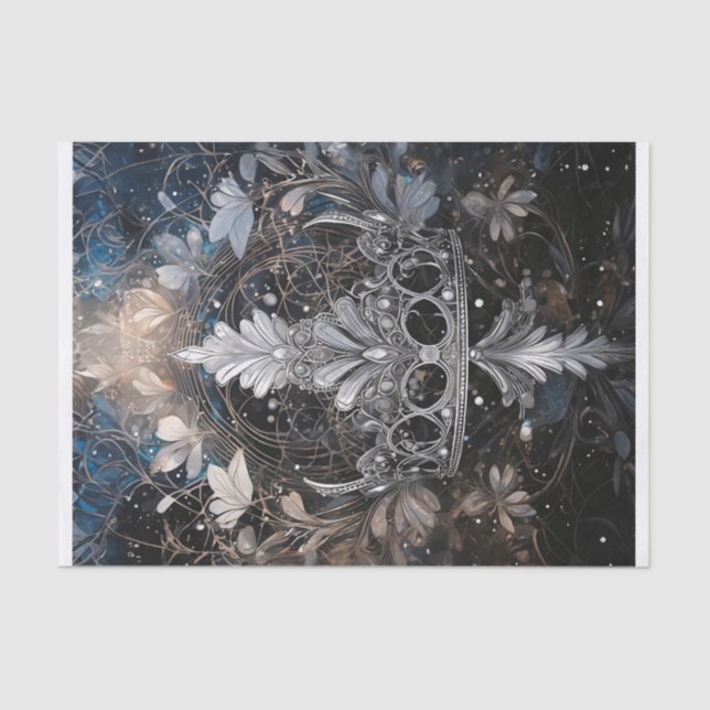 Bring on the Bling, Silvery Sparkly Tiara Tissue Paper (Front)