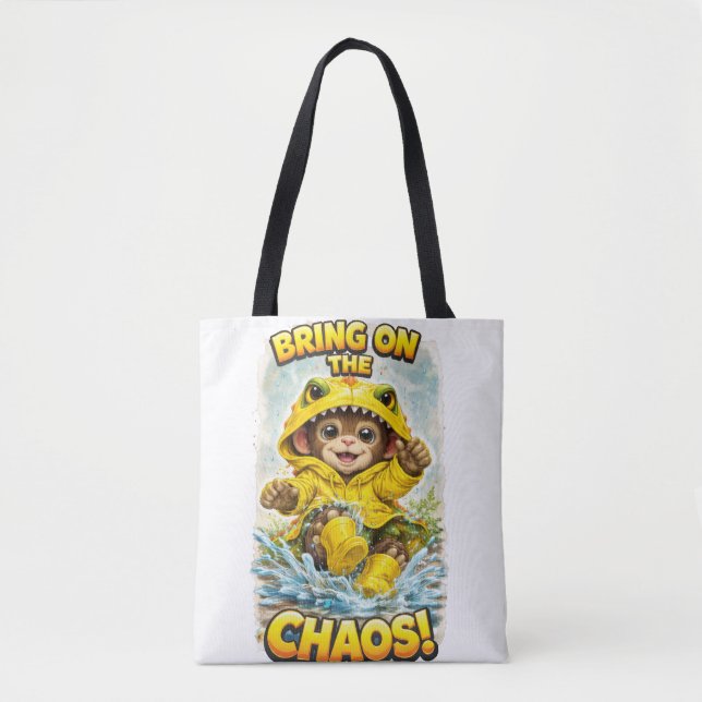 Bring on the Chaos Cute Dino Tote Bag (Front)