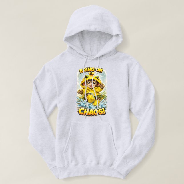 Bring on the Chaos Hoodie Cute Rain Dino (Design Front)