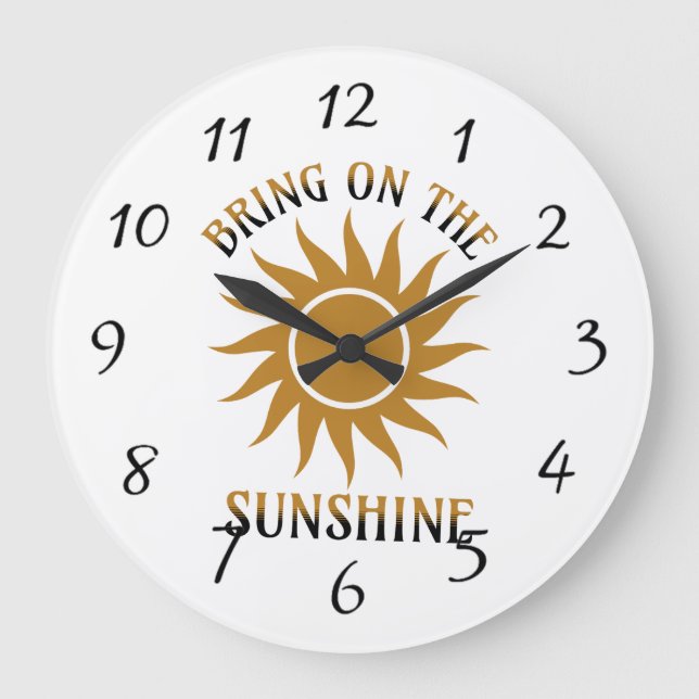 Bring on the Sunshine Golden Large Clock (Front)
