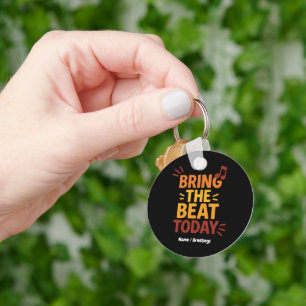 Bring the Beat Today Colourful Retro Music Keychain
