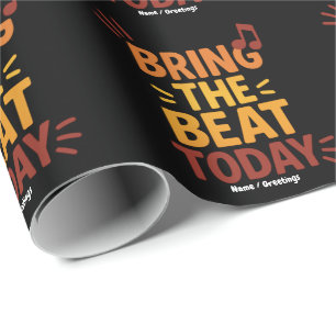 Bring the Beat Today Colourful Retro Music  Wrapping Paper