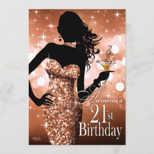 Bring the Bling Sparkle 21st Birthday   bronze Invitation