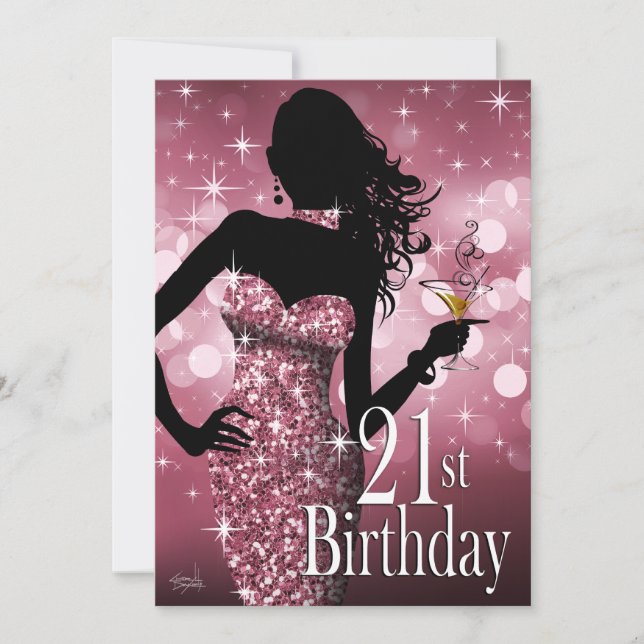 Bring the Bling Sparkle 21st Birthday | mauve Invitation (Front)