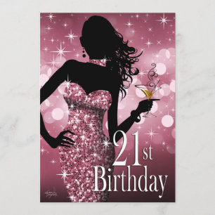 Bring the Bling Sparkle 21st Birthday   mauve Invitation