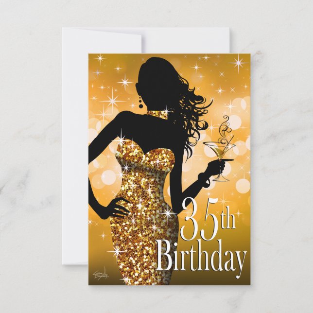 Bring the Bling Sparkle Birthday small card gold (Front)