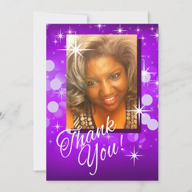 Bring the Bling Sparkle Photo Thank You | purple (Front)