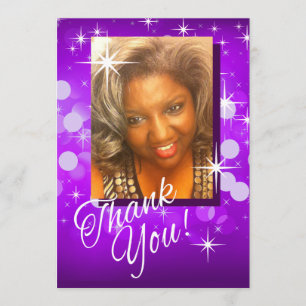 Bring the Bling Sparkle Photo Thank You   purple Card