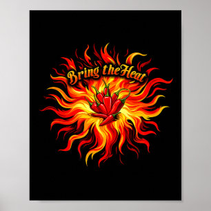 Bring the heat spicy chili pepper flame hot food poster