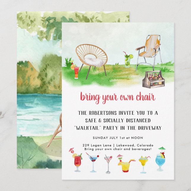 Bring Your Own Chair | Driveway Cocktail Party Invitation (Front/Back)