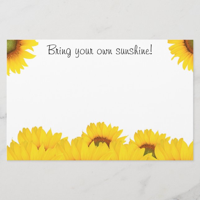 Bring your own sunshine sunflowers stationery (Front)