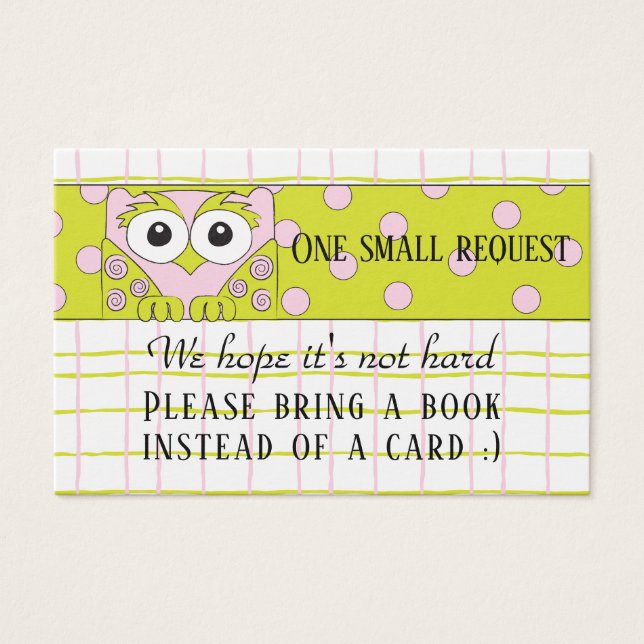 BringABook "Owl/Pink" Insert Card/Personalize (Front)