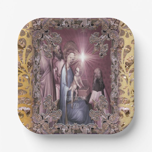 Bringing Baby Jesus Gifts  Paper Plate (Front)