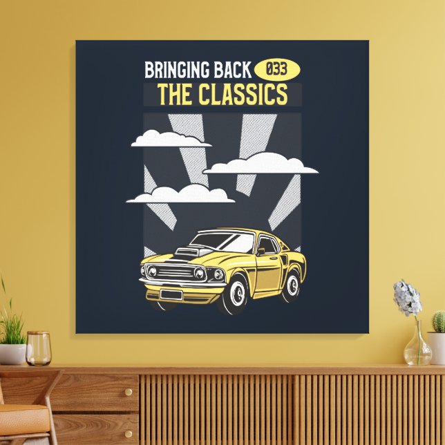 Bringing Back the Classics Retro Muscle Car Canvas Print (Insitu(LivingRoom))