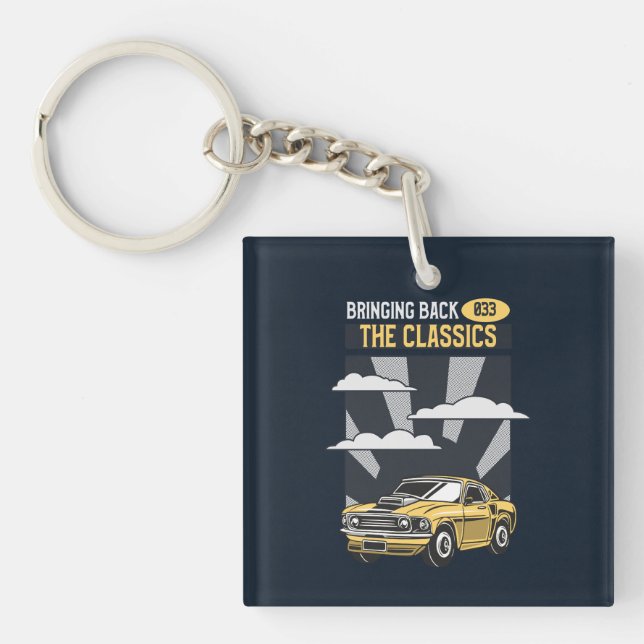 Bringing Back the Classics Retro Muscle Car Keychain (Front)