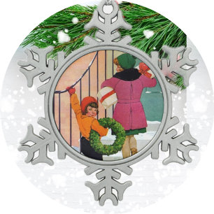 Bringing Christmas Cheer Snowflake Pewter Christmas Ornament