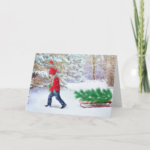 Bringing Home Christmas Tree Greeting Card