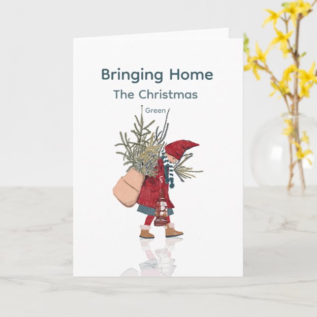 Bringing Home the Christmas Tree Card (Yellow Flower)