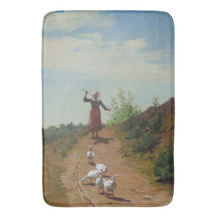 Bringing Home the Flock of Geese (by Paul Peel) Bath Mat
