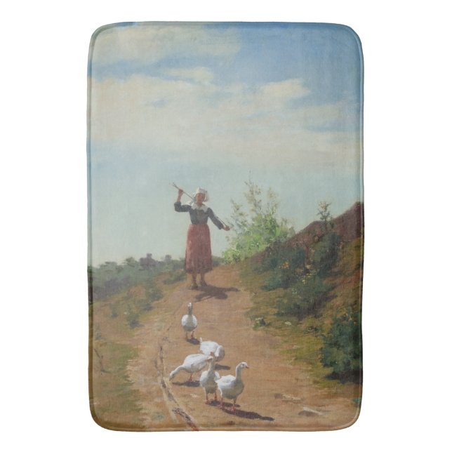 Bringing Home the Flock of Geese (by Paul Peel) Bath Mat (Front Vertical)