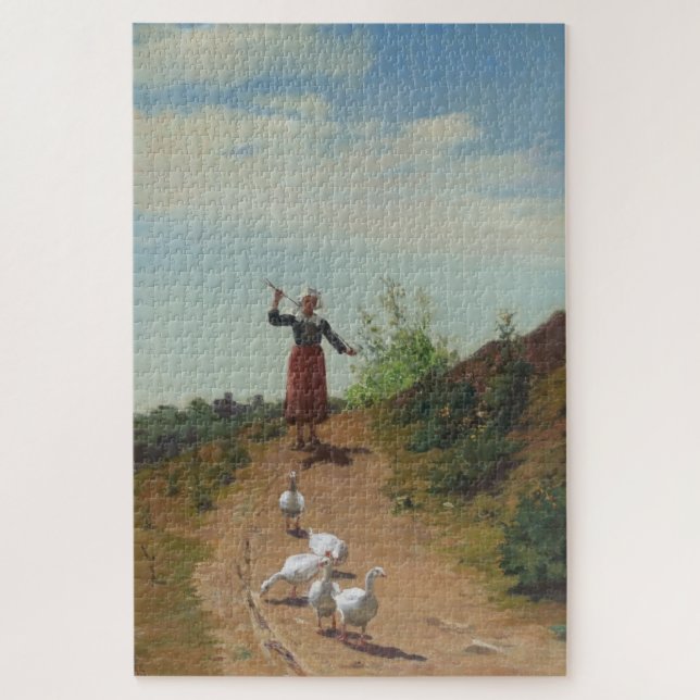 Bringing Home the Flock of Geese (by Paul Peel) Jigsaw Puzzle (Vertical)