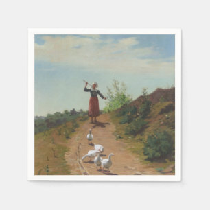 Bringing Home the Flock of Geese (by Paul Peel) Napkin