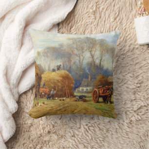Bringing Home the Hay Farm Life William Blacklock Throw Pillow