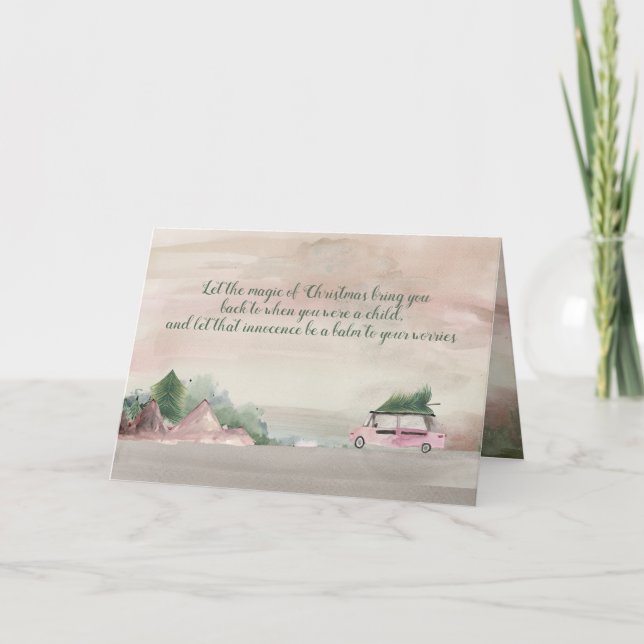 Bringing Home the Tree Country Christmas Scene Card (Front)