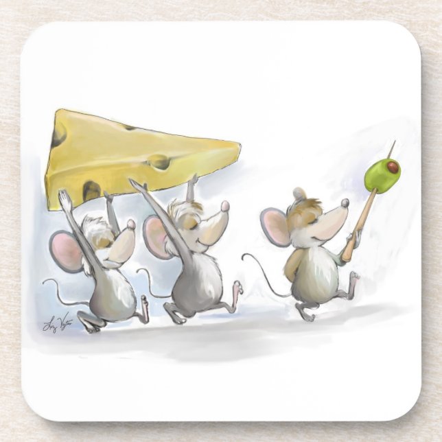 Bringing In The Cheese (with Olives) Cork Coaster (Front)