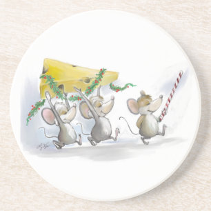 Bringing In The Christmas Cheese Coaster